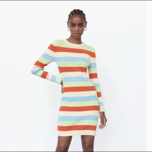 Zara Striped Sweater Mini Dress - Picture 2 of 7